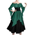 thumbnail image 4 of Renaissance Dress Women 2026 Halloween Long Sleeve Off The Shoulder Medieval Dress Flowy Maxi Dresses Green L, 4 of 5
