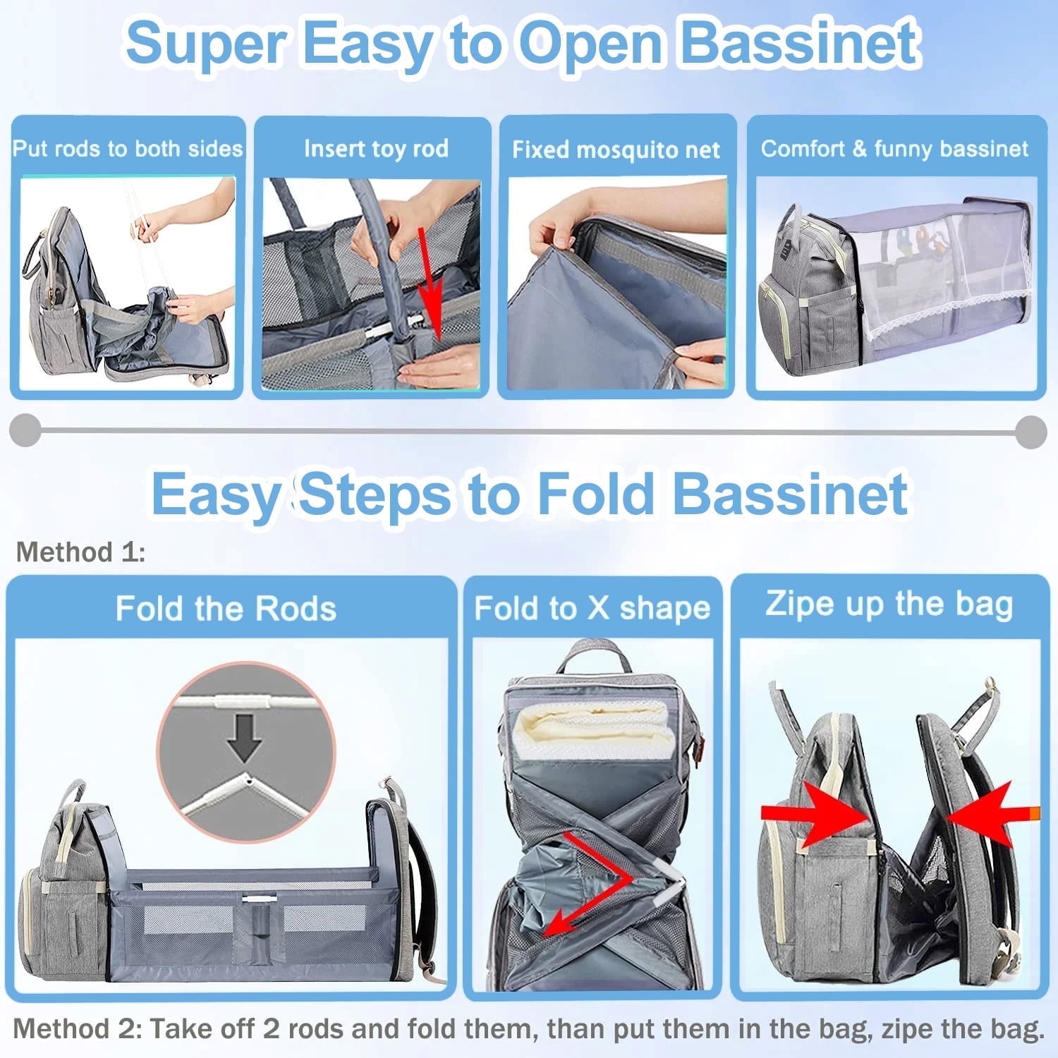 Anoak Baby Diaper Bag Backpack with Changing Station, Large Capacity Baby Bag, Waterproof Travel Backpack with USB Charging Port, Stroller Straps , Baby Shower Gifts