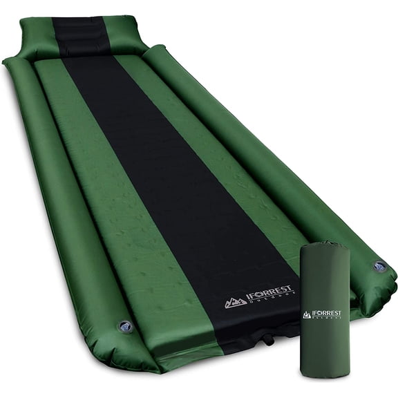 Camping Pad with Armrest & Pillow - Self-Inflating Air Mattress Rollover Protection Ultra-Comfortable Mat Lightweight for Tent, Cot, Backpacking(L/XL)