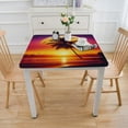 thumbnail image 3 of COMIO Body Palm Tree Dolphin Sea Beach Sunset Landscape Tablecloth White, 3 of 7