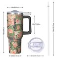 thumbnail image 2 of 40oz Pioneer Flower Floral Print Pattern Insulated Tumbler with Handle, BPA-Free Leak Proof Lid and Straws, Double Wall Vacuum, Hot 12h/Cold 34h, 2 of 6