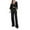 Black, variant on Autumn Plus Size 2 Piece Sets for Women Casual Long SLeeve Coat+ Short Sleeve Elastic Waist Pant 3pc Set