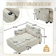 thumbnail image 4 of Sleeper Sofa Couch Bed with Charging Port, Oversized Corduroy Daybed Recliner Chair Chaise Lounge Chair Cozy Cloud Couch with Cup Holder for Living Room Bedroom Apartment, Beige, 4 of 9