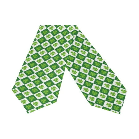 

POPCreation Plaid Happy St Patrick s Day Shamrock Leaves Table Runner Bed Runner 13x90 Inches Home Table Top Decoration Wedding Party Decor