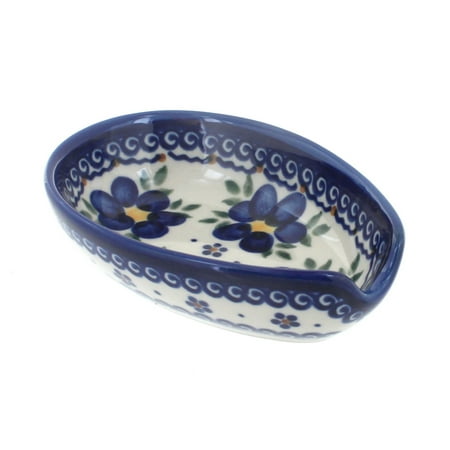 

Blue Rose Polish Pottery Spring Blossom Small Spoon Rest