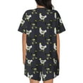 thumbnail image 3 of Kdxio Cartoon Rooster Print Pajamas Sets for Women Short-Sleeved Pjs with Lounge Shorts Two Piece Sleepwear S-4XL, 3 of 9