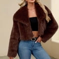 thumbnail image 7 of Womens Winter Faux Fur Coats Fleece Cropped Jacket Lapel Open Front Long Sleeve Shaggy Warm Outerwear Fall Clothes, 7 of 7