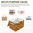 thumbnail image 6 of Yayeee Collapsible Cube Storage Bin with Lid Fabric Closet Decorative Basket with Handles, Retro Orange Flowers, 6 of 7