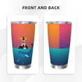 thumbnail image 3 of Logiee Lighthouse and Whale Print 20OZ Car Cup with Lid, Stainless Steel Vacuum Insulated Double Wall Travel Tumbler, Durable Insulated Coffee Mug,Thermal Cup with Straw-Straw Three-piece Set, 3 of 8