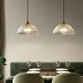 thumbnail image 3 of Clear Ribbed Glass Dome Pendant Light Fixture, Semicircle Transparent Glass Pendant Lamp, Vintage Farmhouse Pendant Light, Pendant Lighting for Kitchen Island Sink Dining Table Bar Entrance, 3 of 7