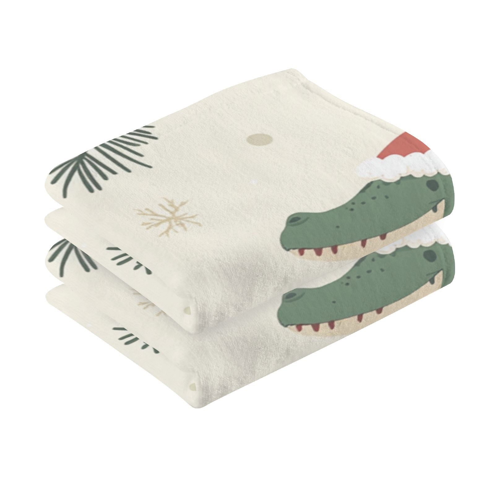 Christmas Alligators Gifts Hand Towels Cotton Bath Towels Large Face Towels Absorbent for Bathroom 2 Packs