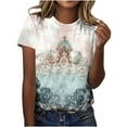 thumbnail image 1 of Tops de Ajuste Suelto para las Mujeres Sudadera Casual Impresa Manga Corta Cuello Redondo Superior, Poliéster, 1 of 5