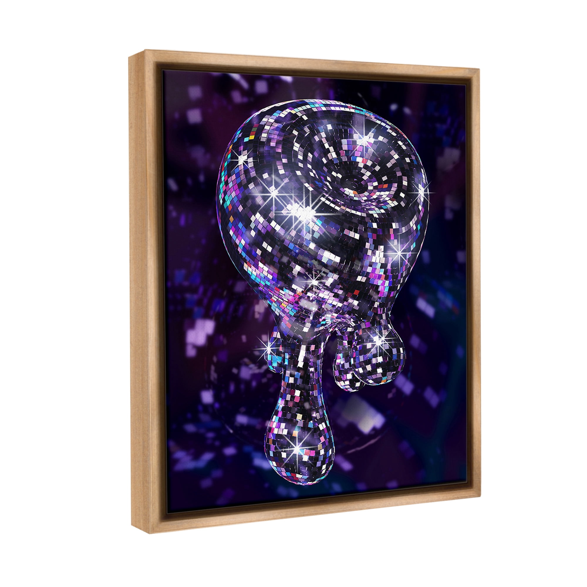 Stupell Industries Abstract Dripping Disco Abstract Painting Brown Floater Framed Canvas Art Print Wall Art, 17 x 21