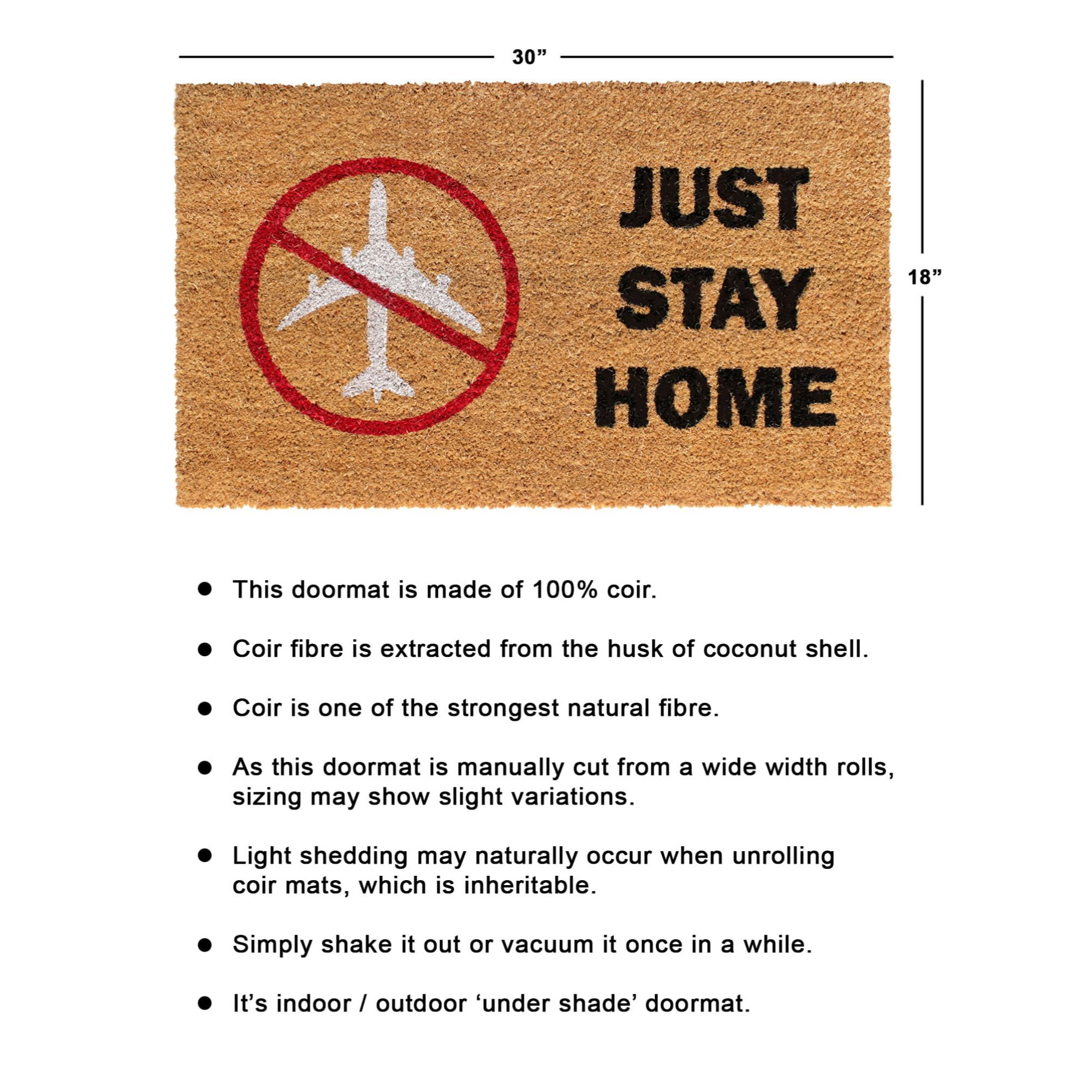 RugSmith Multi Machine Tufted Just Stay Home Doormat, 18" x 30"