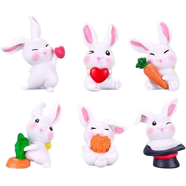 6 Piezas Figuras De Conejo Adornos Para Pasteles YONGSHENG Colección De Figuras En Miniatura De Jardín De Hadas Lindo Conejo