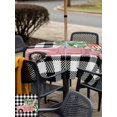 thumbnail image 4 of Outdoor Tablecloth with Umbrella Hole and Zipper, Christmas Pink Truck Square Table Cloth 54x54 Inch Waterproof Tablecloth, Xmas Tree Farmhouse White Black Plaid Picnic Table Cover for Patio Camping, 4 of 7