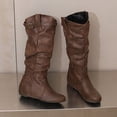 thumbnail image 5 of Hinvhai Women's Extra Wide Calf Knee High Boots, Wide Width Tall Boots with Flat Heel Brown 7(39), 5 of 9