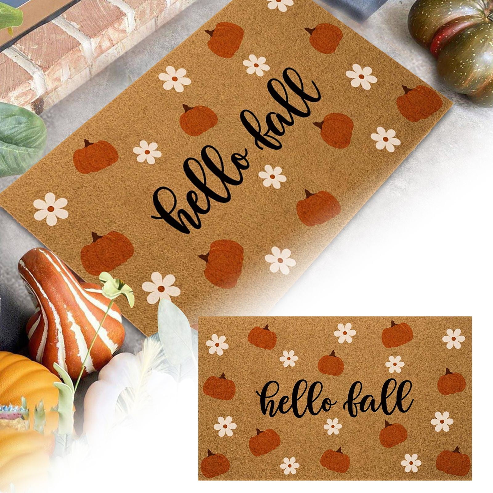 Carpet Category Doormat for Seasonal Welcome Mat with Autumn Theme Halloween Thanksgiving Pumpkin Floormat for Home Bathroom Entryway