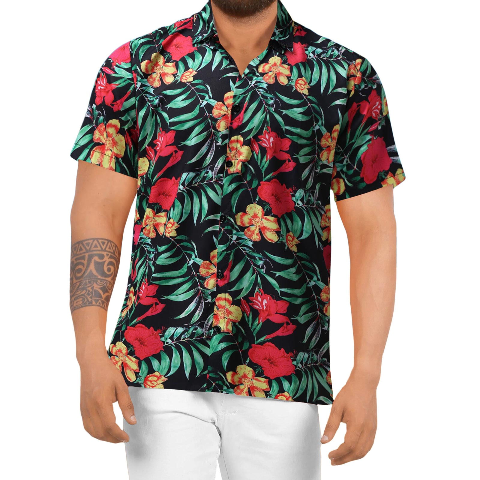 Custom Work Shirts Men Fashion Men Spring Summer Casual Beach Flag Printed  Short Sleeve Top Blouse Shirts 