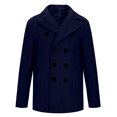 thumbnail image 6 of Mens Woolen Overcoat Jacket Winter Warm Slim Fit Stylish Long Coats Double Breasted Lapel Collar Casual Business Trench Jacket, 6 of 6