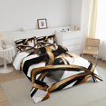 thumbnail image 3 of Erosebridal Black and Gold Bedding Full Comforter Set, Abstract Line Down Comforter, Geometry Home Decor Lightweight 3pcs, 3 of 8