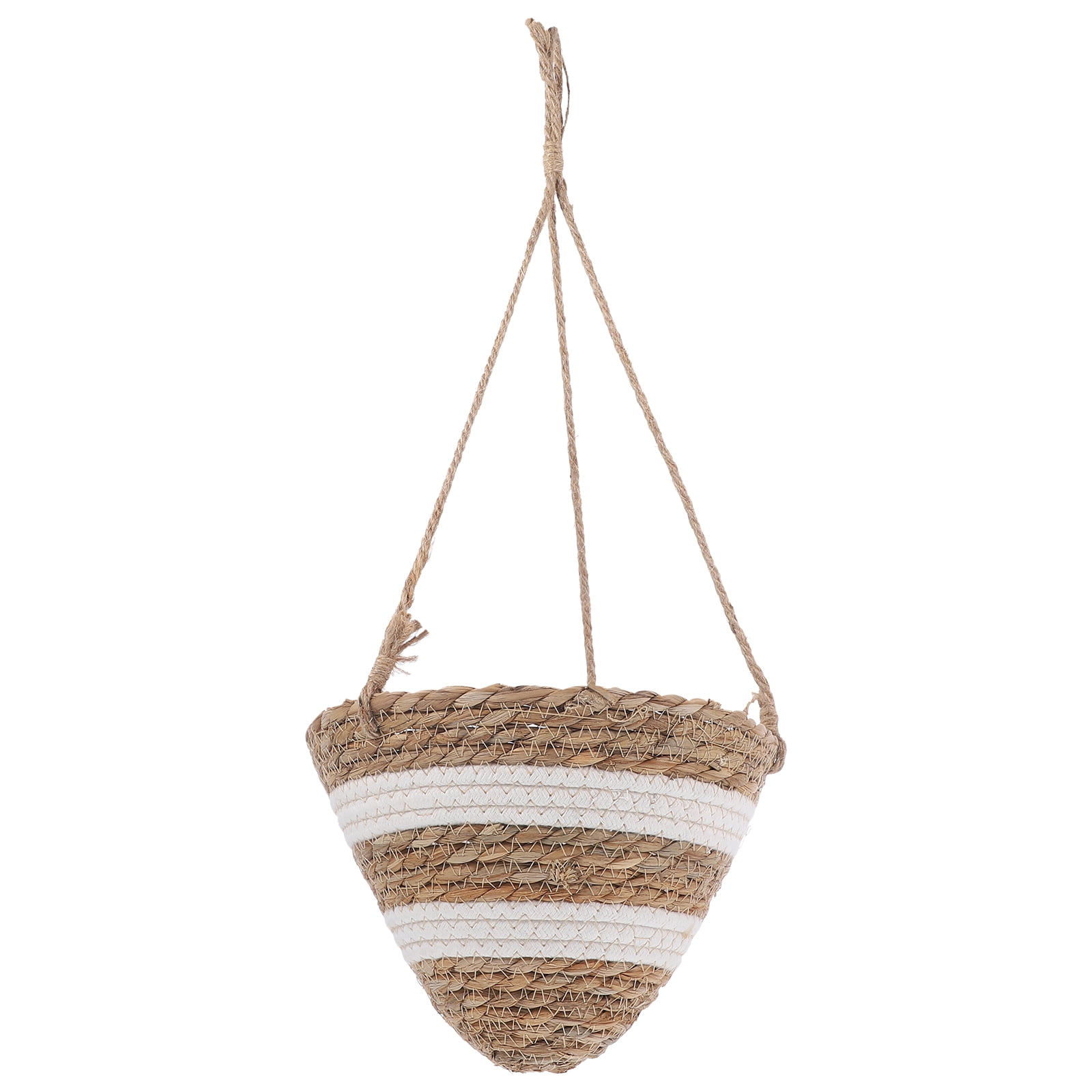 Woven Straw Flower Planter Hanging Basket for Decoration Beige Various Plants