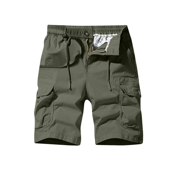 IROINNID Cargo Shorts for Men Workwear Shorts Slim Fit Multi Pocket Zipper Straight Leg Five Piece Pants Sports Shorts,Olive Green