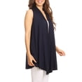 thumbnail image 2 of Women's Casual Open Draped Front Solid Cardigan Vest, 2 of 6