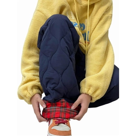 Osfvolr Y2k Pants Women Baggy Snowboard Pants Wide Leg Pants Grunge Streetwear High Waisted Pants Navy Blue XL