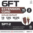 thumbnail image 2 of Iron Forge Cable 2 Pack 6 ft Brown Extension Cord with 3 Outlets - 16/2 SJTW 2 Prong Indoor Extension Cord with Multiple Outlets, 2 of 8
