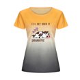 thumbnail image 4 of Camiseta de manga corta con estampado de cuello redondo para mujer, blusa suelta informal, Tops Fridja  gope4849, 4 of 5