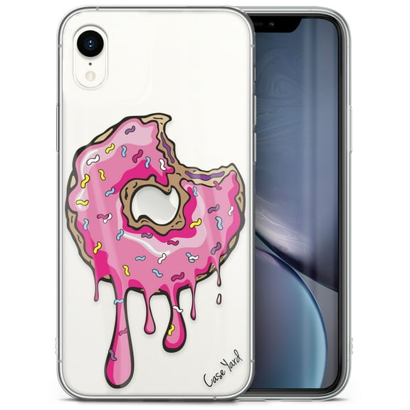 Case Yard iPhone-XR Case Clear Soft & Flexible TPU Ultra Low Profile Slim Fit Thin Shockproof Transparent Bumper Protective Cover Drop Protective Cell Phone Cases (Dripping Donut)