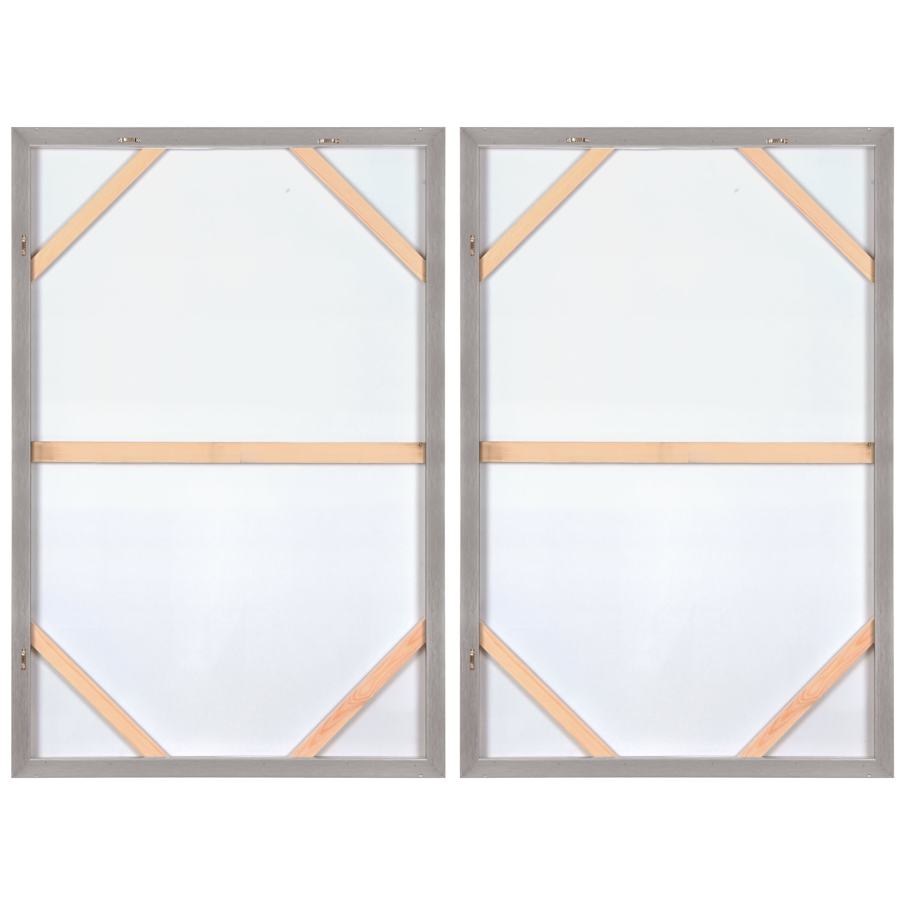"Silver Mist I & II" Crystallus Epoxy Coated Wrapped Framed Glossy Canvas Wall Art with Heavy Acrylic Crystal Shards Embellishments, Silver Foil Accents