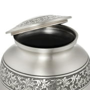 Reminded Adult Cremation Memorial Urn for Human Ashes, Pewter with Black Stripe Brass Funeral Urn with Velvet Bag