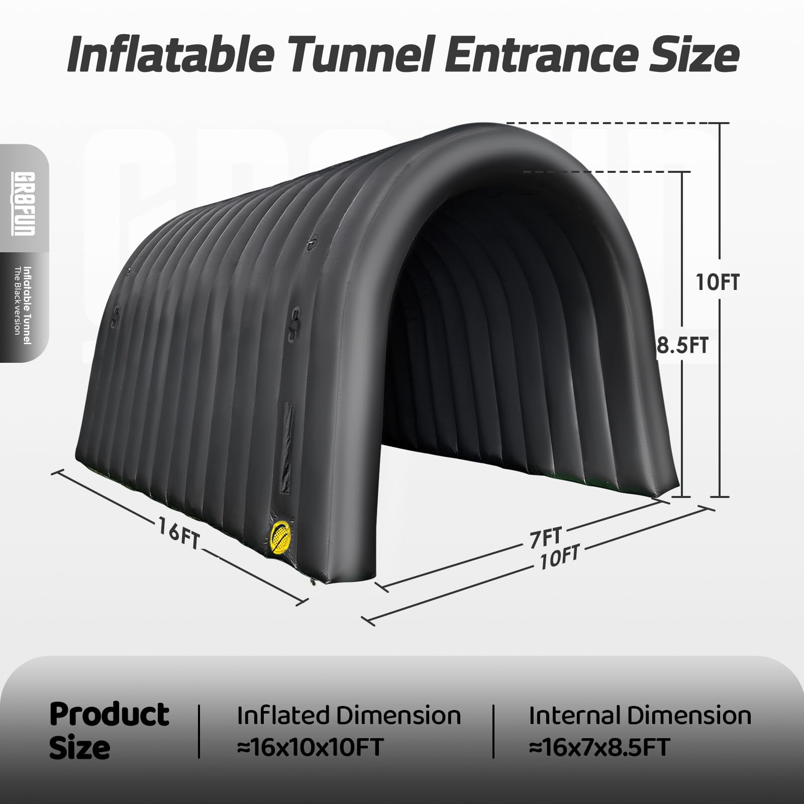 Inflatable Sports Tunnel Entrance 16x10x10FT Black, Built-in Blower – Event Inflatable Tunnel Tent for Team Intros, Business Promotion, Trade Shows, Advertising & Exhibitions