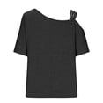 thumbnail image 4 of Raeneomay Sleeve Off Shoulder and Oversized T Shirts Women Cold Shoulder Print Short Sleeve Plus-Size Shirt Blouse Tops, 4 of 5