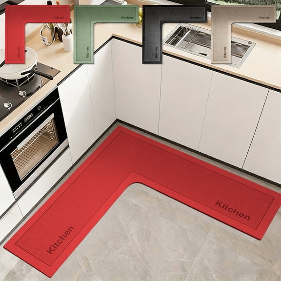 Yhmxh L Shaped Rug Corner Kitchen Rugs Non Slip Washable Mat, L-Shaped Rug Super Absorbent Corner Kitchen Mats Rubber Waterproof Corners Area Runner Kitchen Sink Floor Mat 47.2"x47.2"