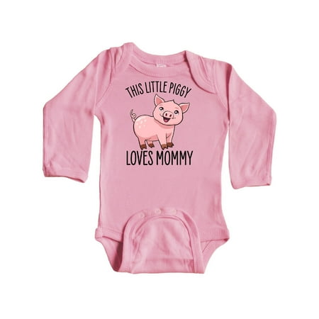 

Inktastic This Little Piggy Loves Mommy- cute Gift Baby Boy or Baby Girl Long Sleeve Bodysuit