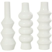 DecMode 4"W, 11"H Abstract Bubble Inspired White Ceramic Vase with Varying Shapes, Set of 3