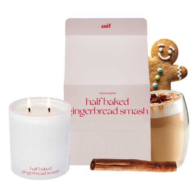 Half Baked Harvest Gingerbread Smash Holiday Scented Candle by Snif, Gourmand, Spicy, Vanilla Scent, 50+ Hours, 100% Cotton Fiber