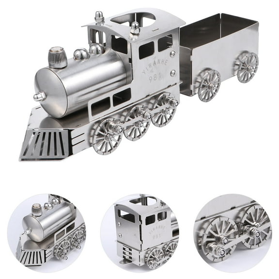 LOLIPPYY 1 Set Steam Train Model Railroad Scenery Decoration Home Decor Stainless Steel Retro Design