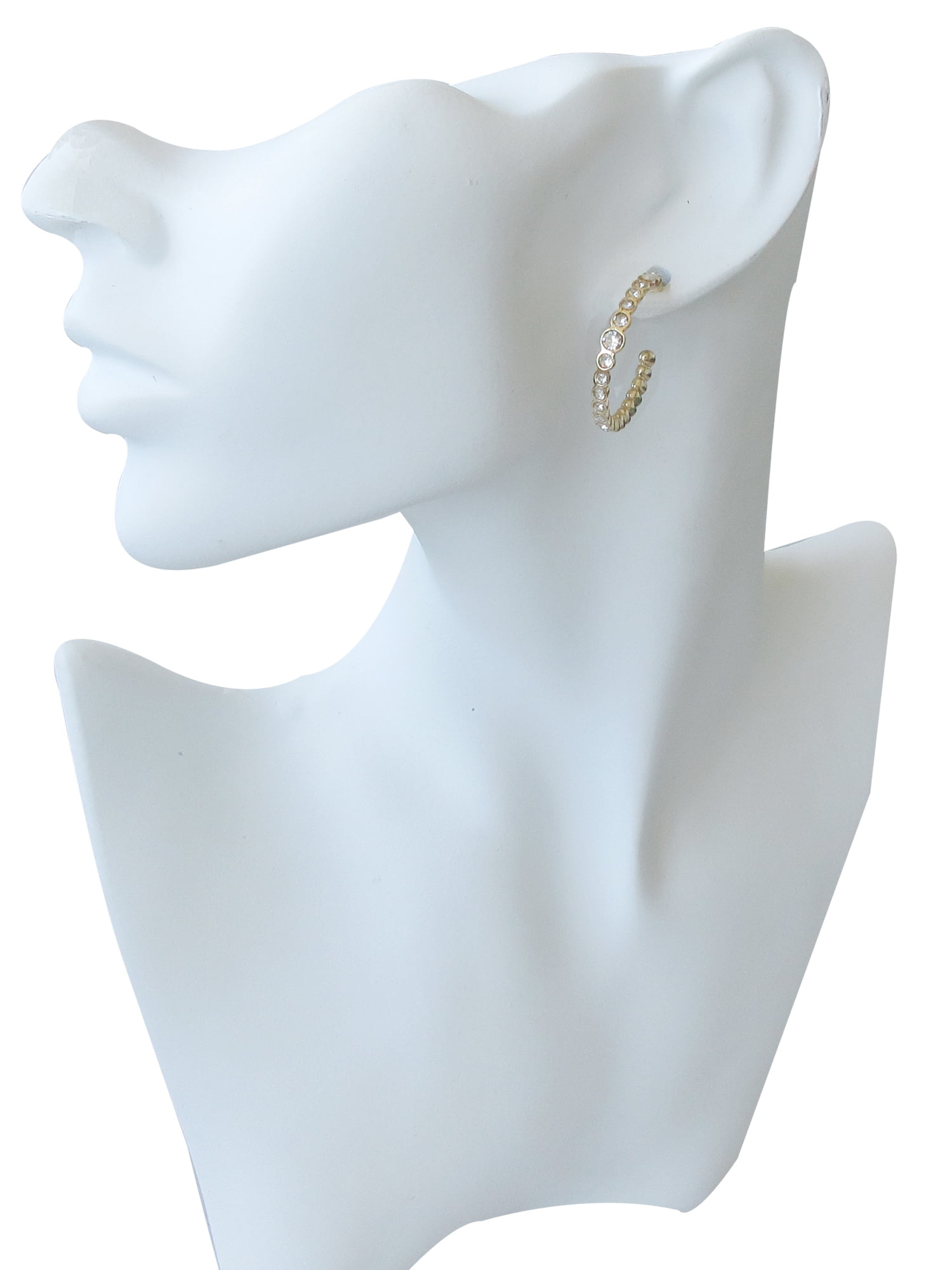 Time and Tru Women's Two Tone Hoop Earring Set with Faux Crystals, 6-Piece