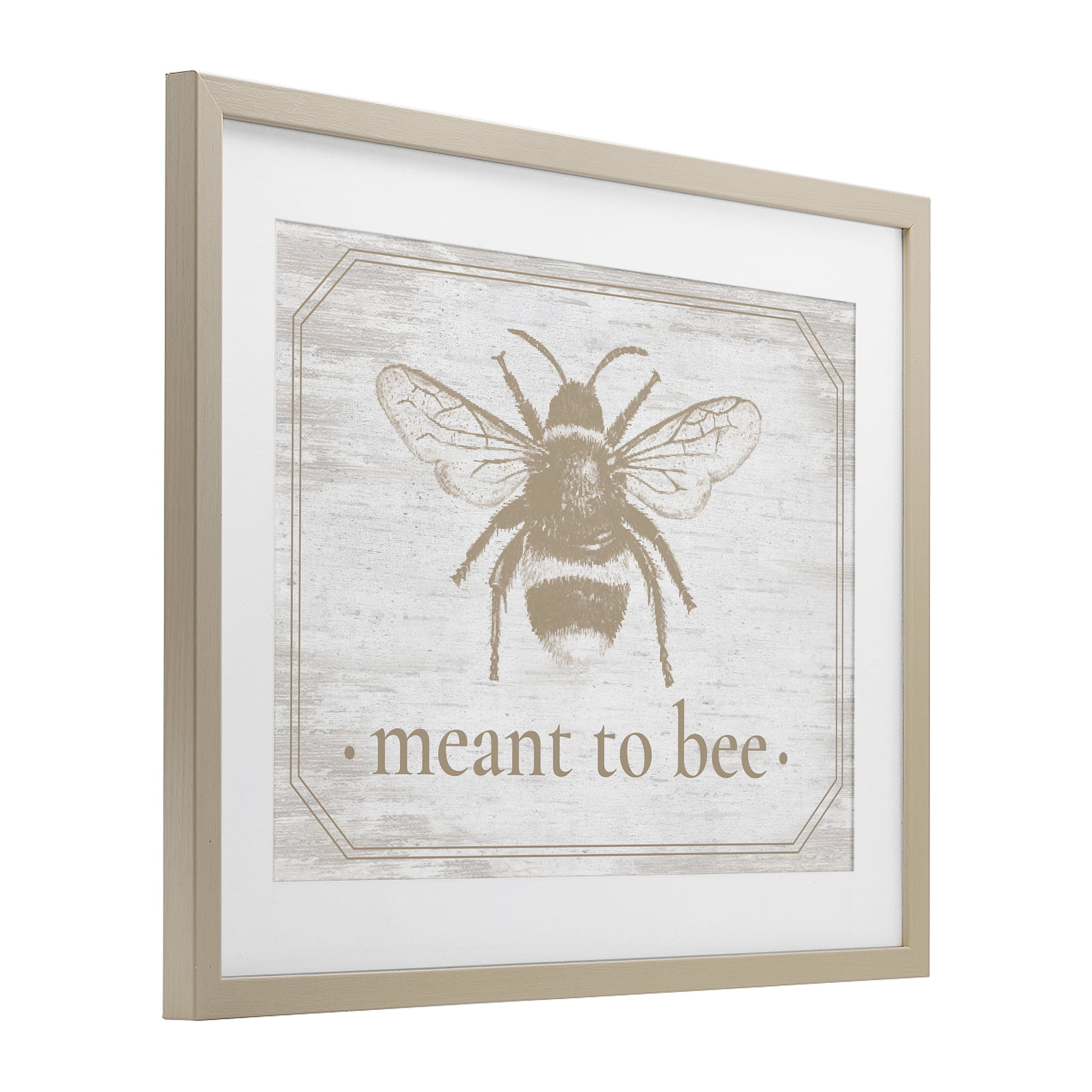 Meant To Bee Rustic Border Birch Framed Print Under Glass, design by Lettered and Lined