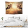 thumbnail image 3 of GOSMITH Jesus Christ Tapestry Jesus Hands Prayer Cross in Hands Wall Handing Backdrop Home Decor for Bedroom Living Room Birthday Party, 3 of 7