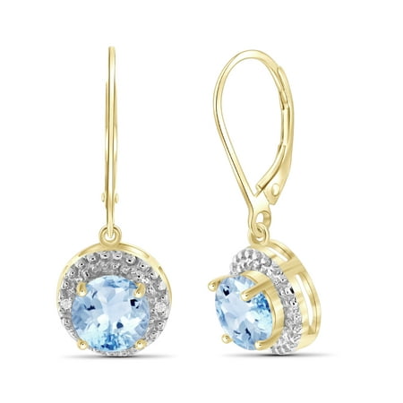 JewelersClub 3 1/5 Carat T.G.W. Sky Blue Topaz And White Diamond Accent 14kt Gold Over Silver Drop Earrings