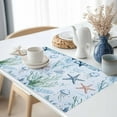 thumbnail image 3 of Summer Ocean Placemats Set of 2, Coastal Starfish Coral Jellyfish Table Mats Washable Heat-Resistant Non-Slip Place Mats for Kitchen Dinner Table Indoor Outdoor Decor,13x19 Inch Aqua Blue, 3 of 9