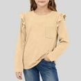 thumbnail image 2 of Miluxas Shirts for Girls Long Sleeve Casual Loose Fit Tunic Tops Solid Blouses Beige 12-13 Years, 2 of 6