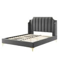 thumbnail image 4 of Platform Bed Frame, Queen Size, Velvet, Grey Gray, Modern Contemporary Urban Design, Bedroom Master Guest Suite, 4 of 8