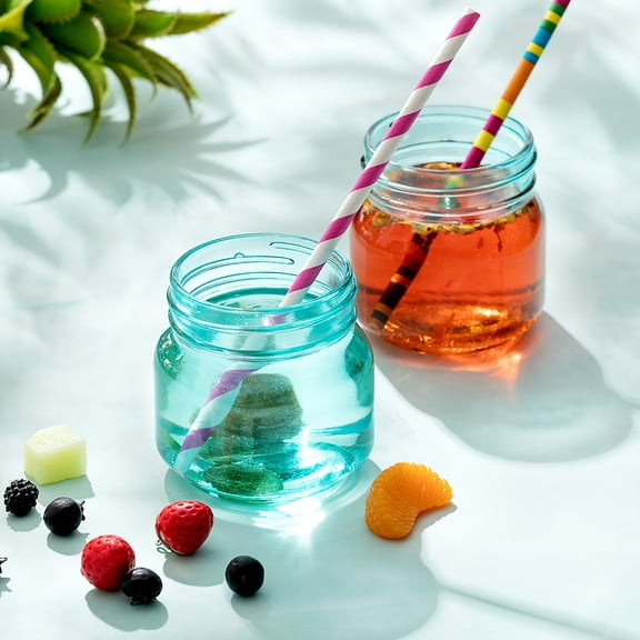 12-Pack 8 Oz Blue Vintage Mason Jars - Regular Mouth with Airtight Lids & Bands, for Pickling, Honey, Wedding & Shower Favors