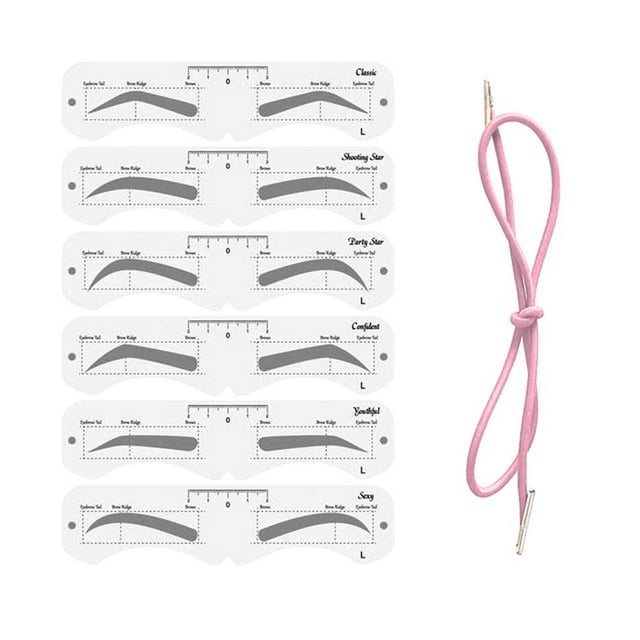 Juego de moldes para cejas de maquillaje, moldeador de cejas suave de PEVA con banda elástica, herramienta de maquillaje reutilizable para principiantes.